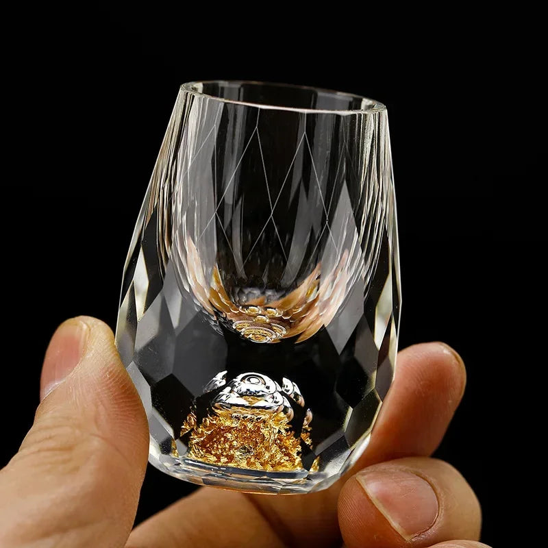 Double-Bottom Gold Foil Glass Cup Set – Elegant Reusable Drinkware Glass Cup Set Babs Gold 1pcs