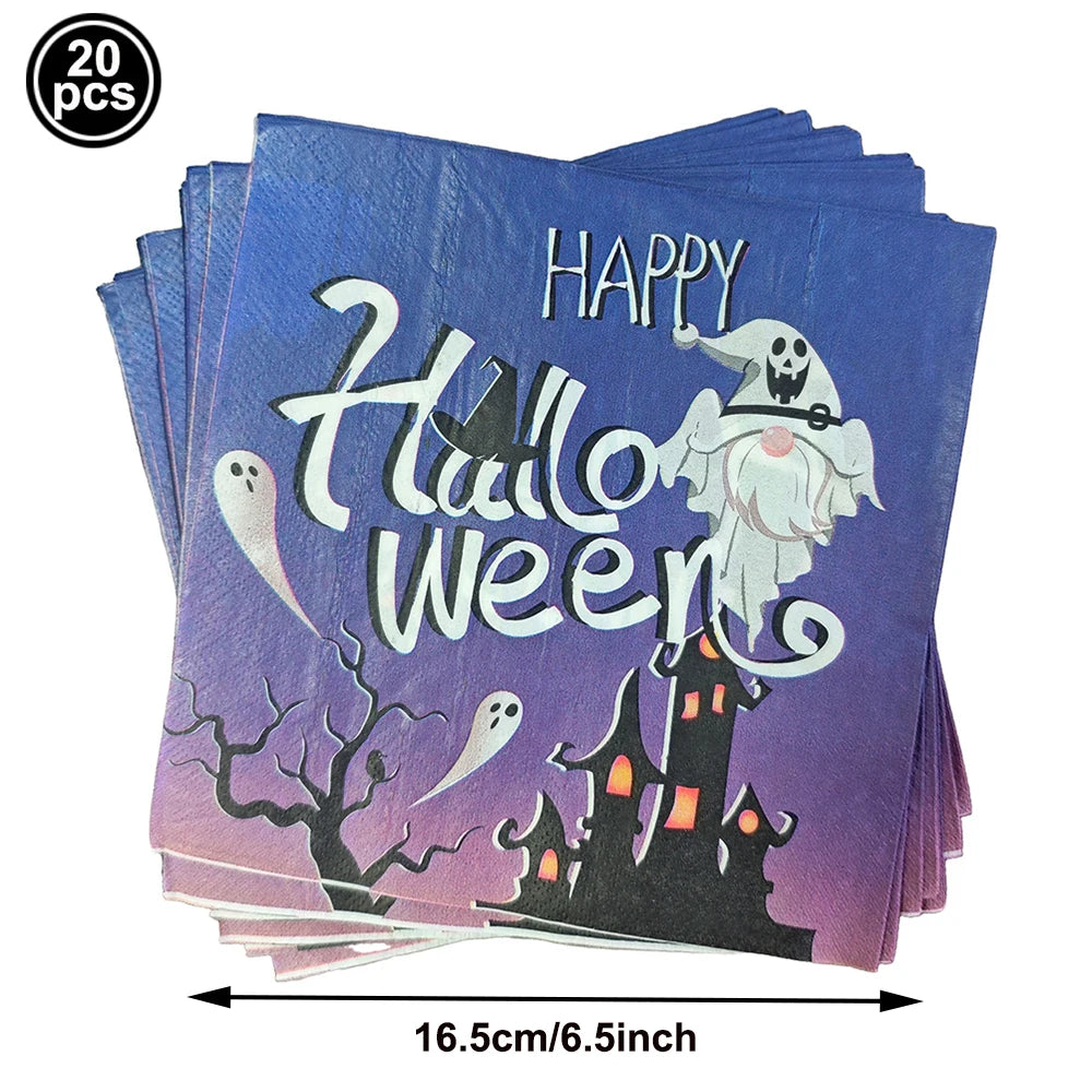 20-Pack Halloween Disposable Paper Napkins – Spooky Prints Disposable Party Napkins Babs Dark Khaki as show