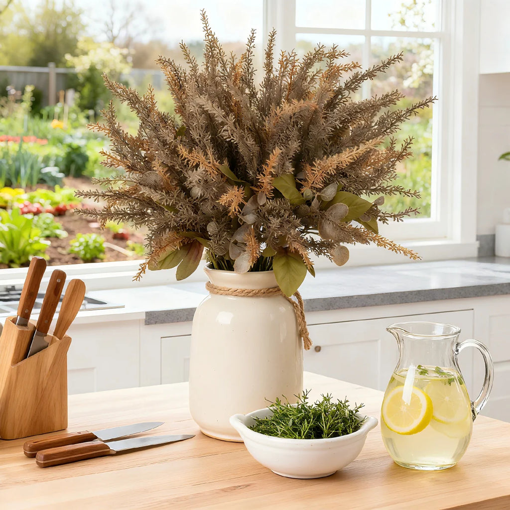 Artificial Lavender Wheat Fake Flower Bouquet – Home & Wedding Artificial Flower Bouquet Babs