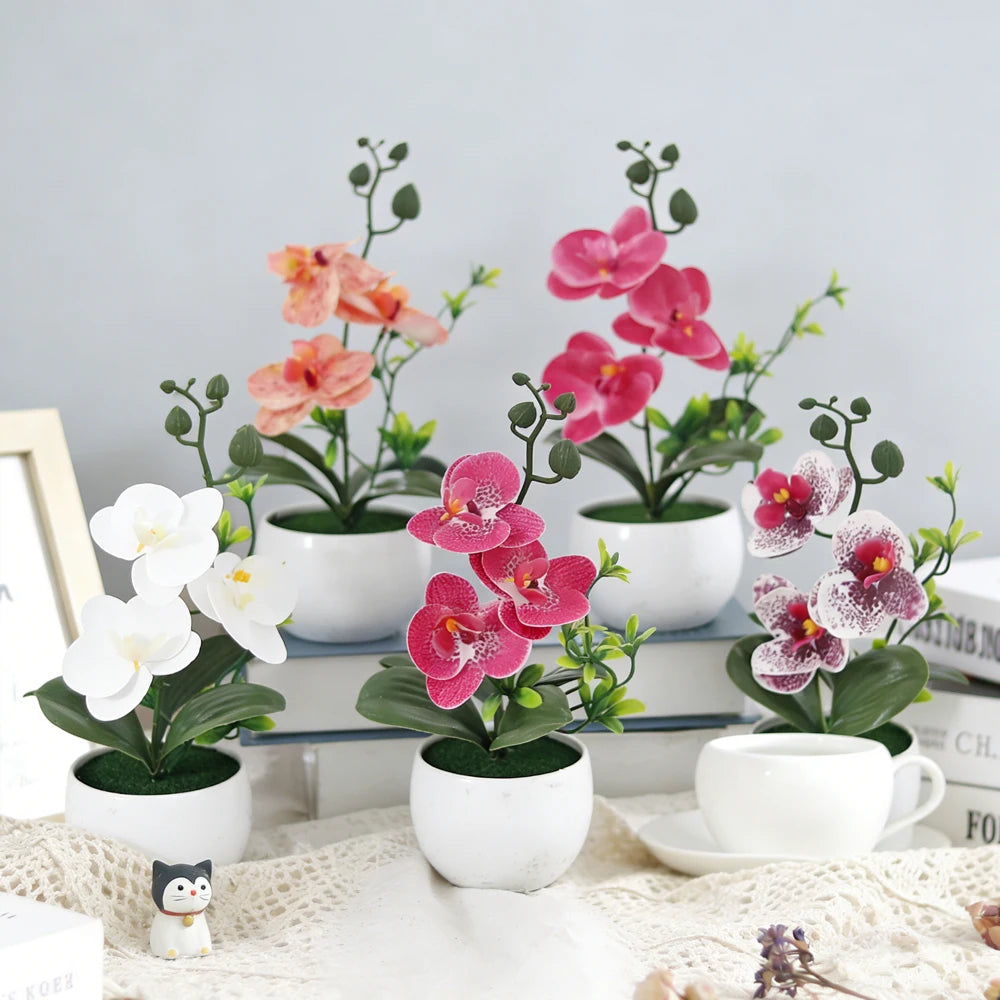 Butterfly Orchid Bonsai Artificial Flower with Vase – Home Décor Artificial Flower Arrangement Babs
