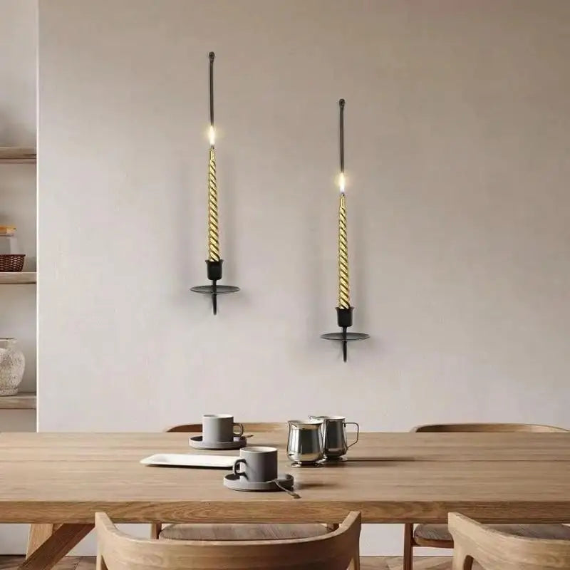 Black L-Shaped Wall Candle Holder | Modern Minimalist Iron Decor Wall Candle Holder Babs