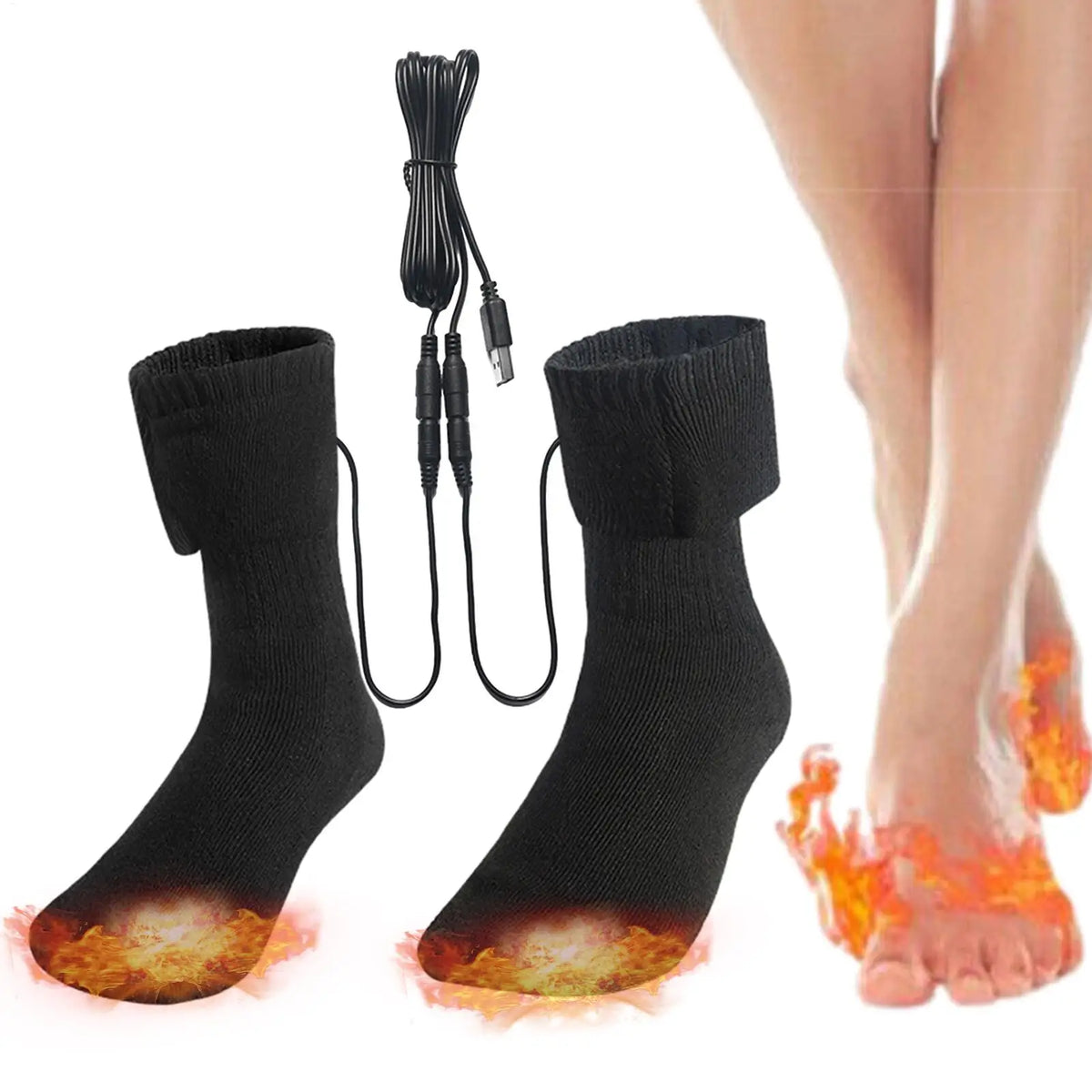 USB Electric Heated Socks – Unisex Rechargeable Foot Warmer Electric Heated Socks Babs