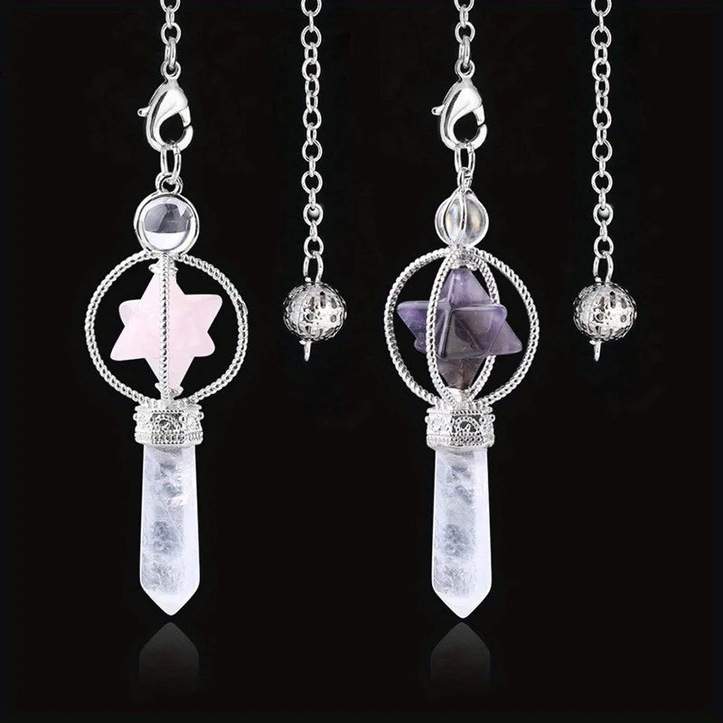 Natural Crystal Quartz Dowsing Pendulum Pendant – 1PC Crystal Pendulum Pendant Babs