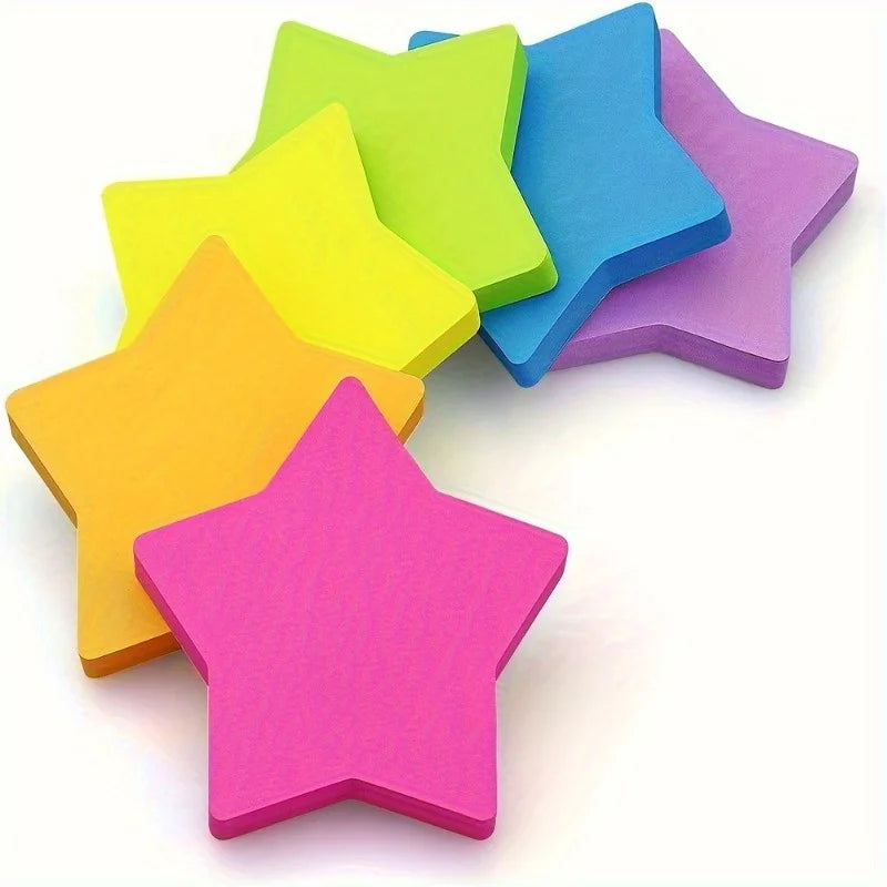 Heart & Star Shaped Sticky Notes – Bright Colorful Creative Pads Creative Sticky Notes Babs 6pcs