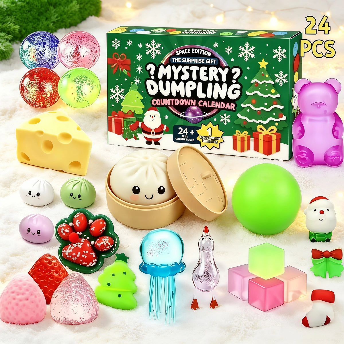 2026 Squishy Advent Calendar – 24-Day Xmas Blind Box Fidget Squishy Advent Calendar Babs