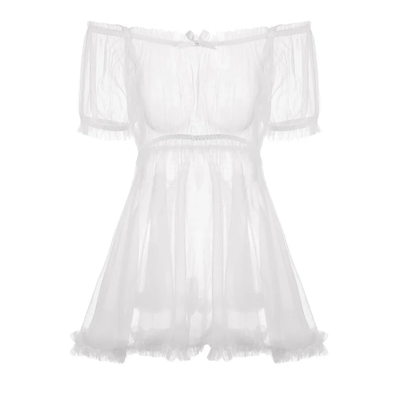 Sheer Lingerie 2-Piece Nightdress Set – Women's Sleepwear Lingerie Nightdress Set Babs