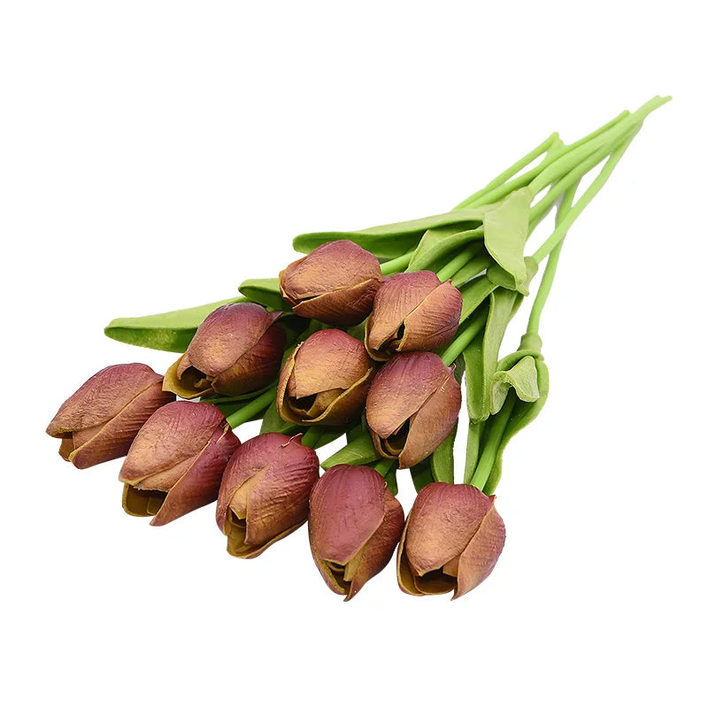 10pcs Real Touch Tulip Artificial Flowers – Wedding & Home Decor Artificial Flower Bouquet Babs T