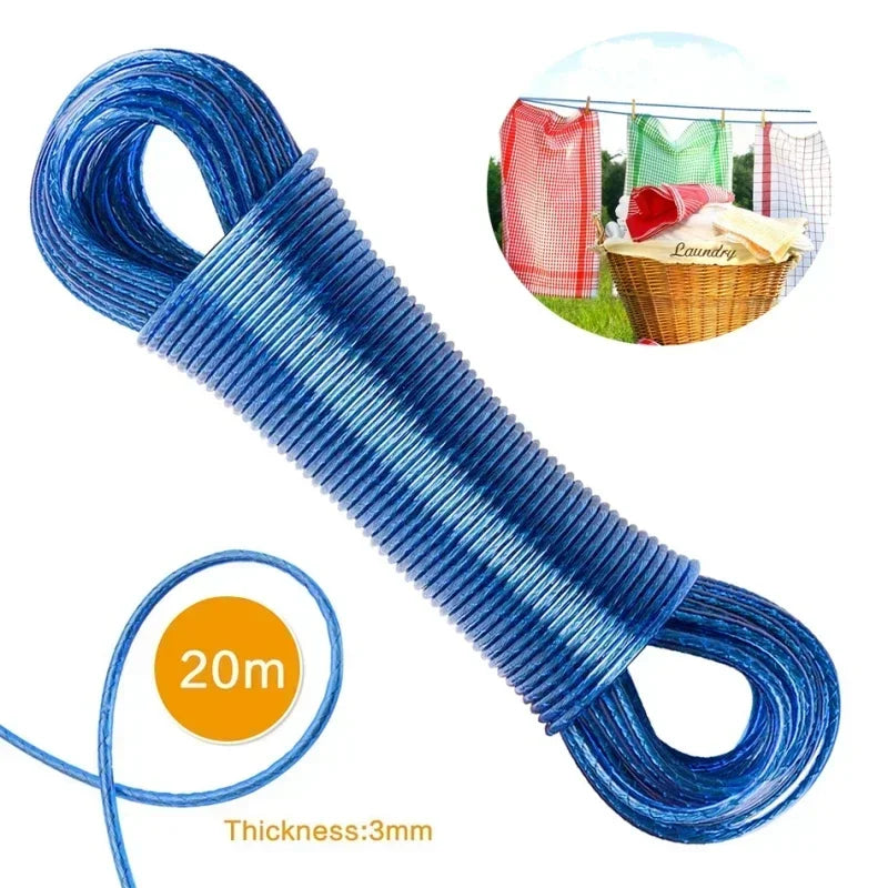 20M Steel Core PVC Clothesline – 3mm Outdoor Drying Rope Clothesline Rope Babs