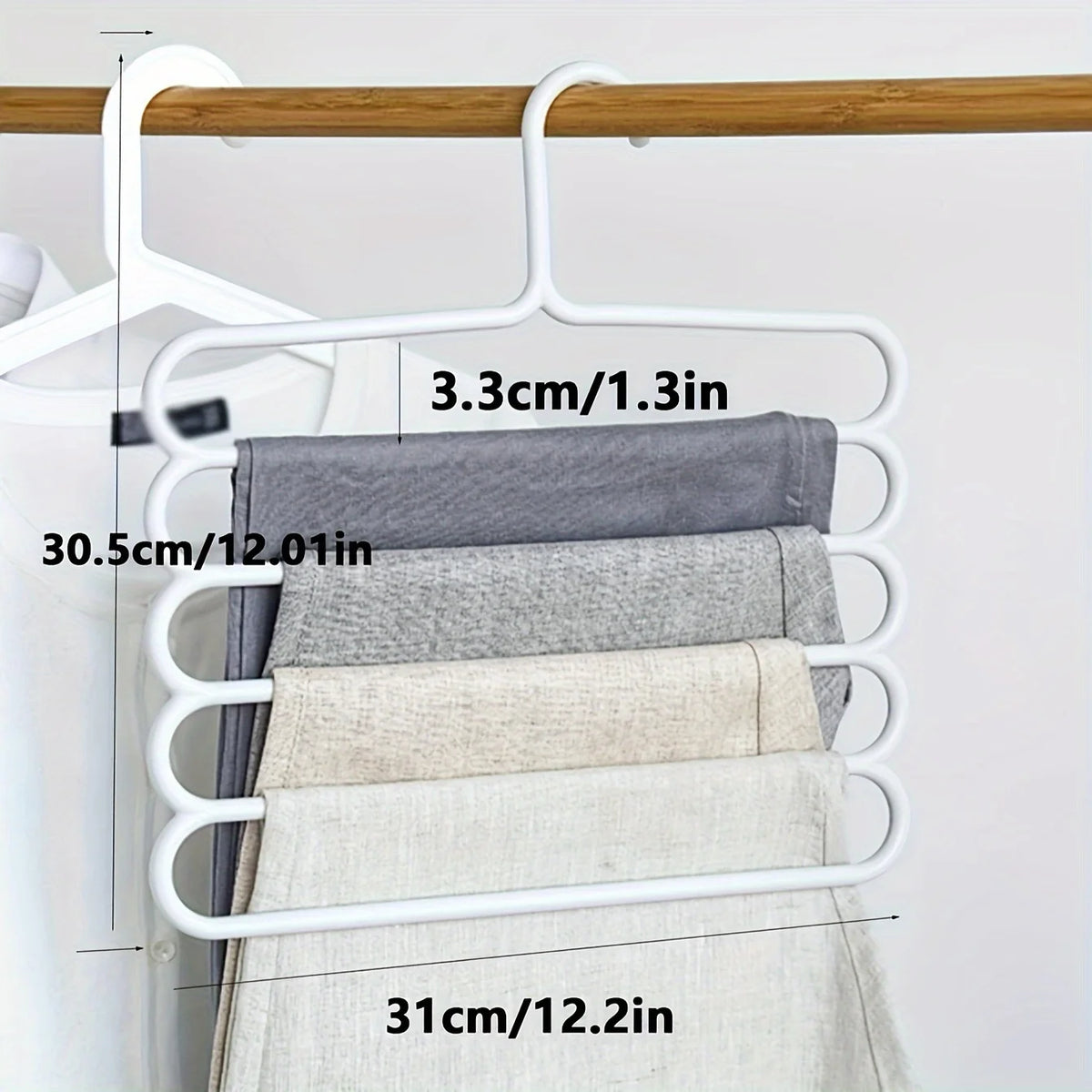 5-Layer Pants Rack with Hooks – Space-Saving Clothes Organizer Clothing Storage Rack Babs