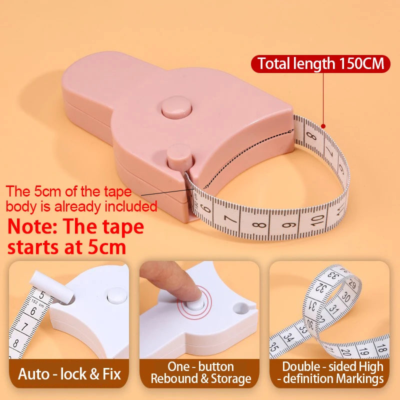 Portable Soft Retractable Measuring Tape 1.5M – Inches & CM Soft Measuring Tape Babs Pink cm
