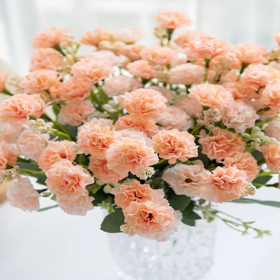 Artificial Silk Carnations – 15 Heads, Wedding & Home Floral Décor Artificial Flower Stems Babs