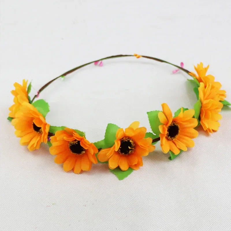 LED Glow Rose Flower Headband – Princess Party Wreath Hair Accessory LED Party Headband Babs orange