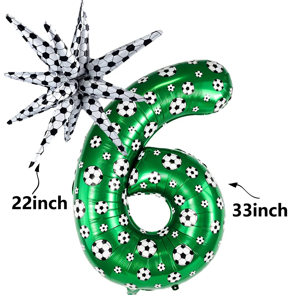 Green Soccer Number Foil Balloons Set 0-9 | Football Party Decor Party Foil Balloons Babs B number-6 As pictures show