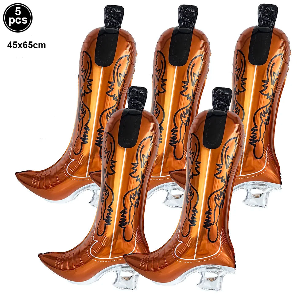 5-Piece Western Cowboy Foil Balloons – Party Decor Set Party Foil Balloons Babs AGATE As show