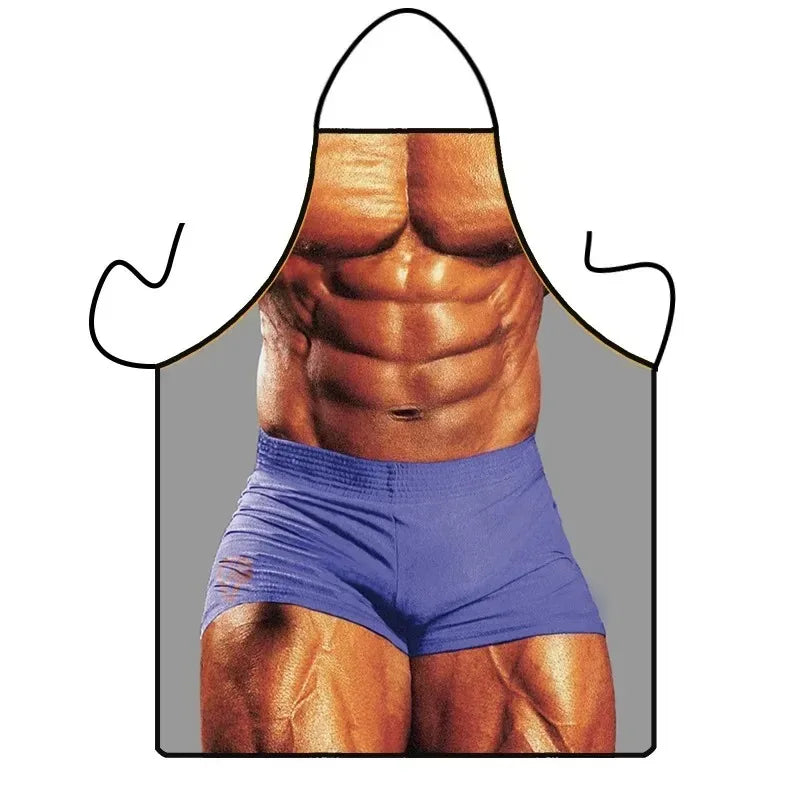 Funny Novelty Muscle Man Printed Apron – 73x60cm Novelty Kitchen Apron Babs