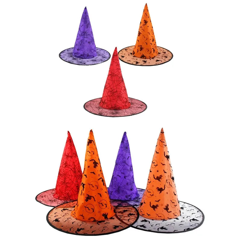 Spider Web Witch Hat – Halloween Costume for Women & Kids Halloween Costume Hat Babs mix colors