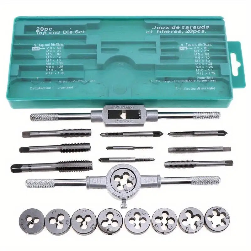 20Pc Metric Hand Tap & Die Set M3–M12 | Thread Tools Tap & Die Set Babs