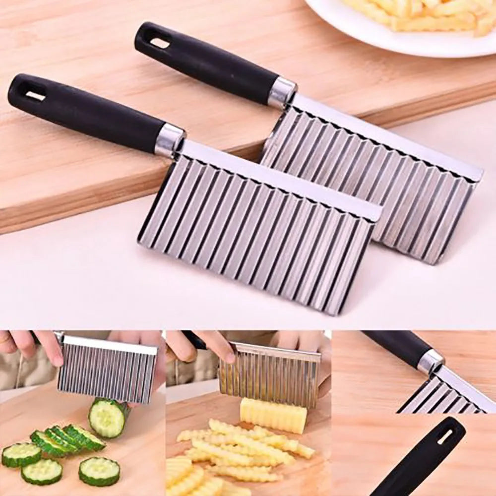 Stainless Steel Wavy Crinkle Cutter Knife – Potato & Veggie Slicer Crinkle Cutter Knife Babs