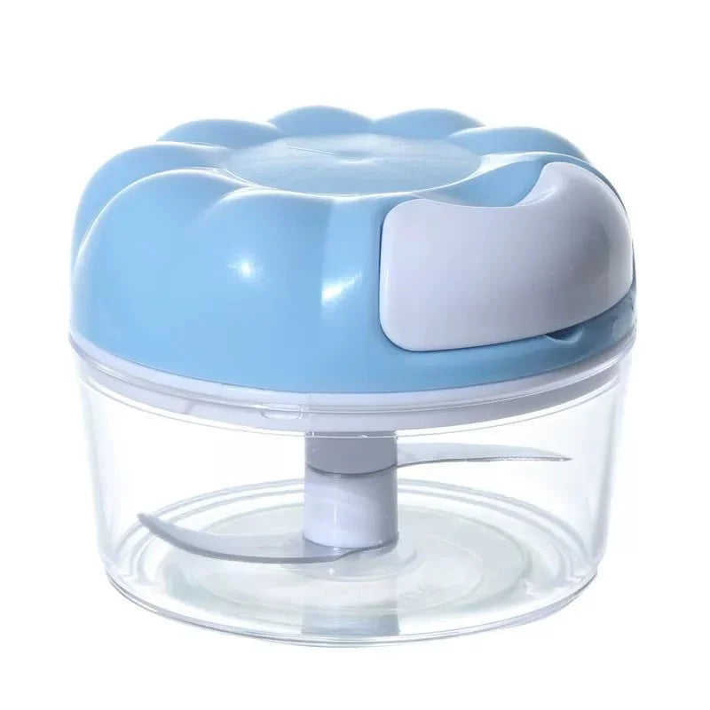 Manual Pull-String Vegetable Chopper with Container | Hand Mincer Manual Food Chopper Babs Blue