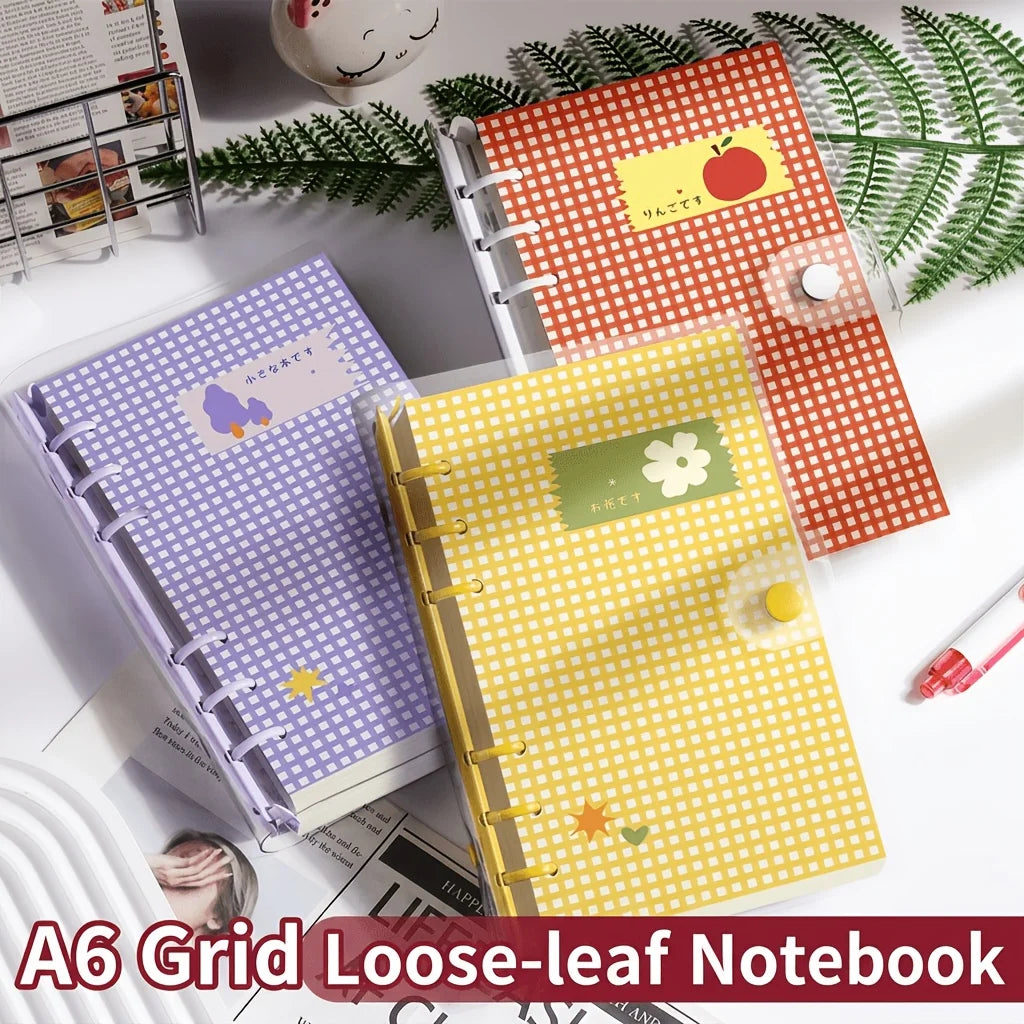 A6 Plaid Clear PVC Loose-Leaf Binder Notebook & Planner Loose-Leaf Binder Notebook Babs