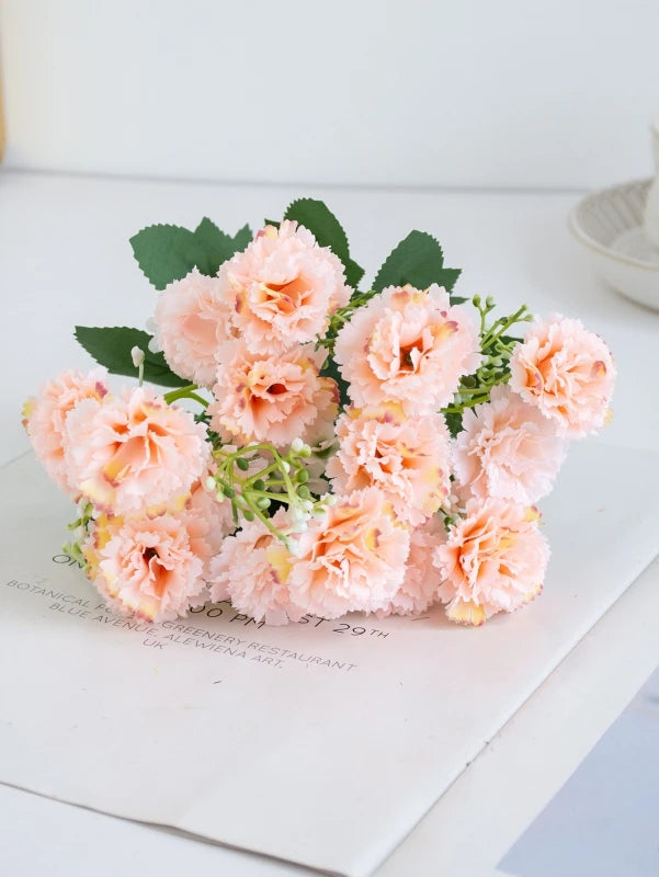 Artificial Silk Carnation Bouquet – Wedding & Home Decor Artificial Flower Bouquet Babs Champagne 1pc
