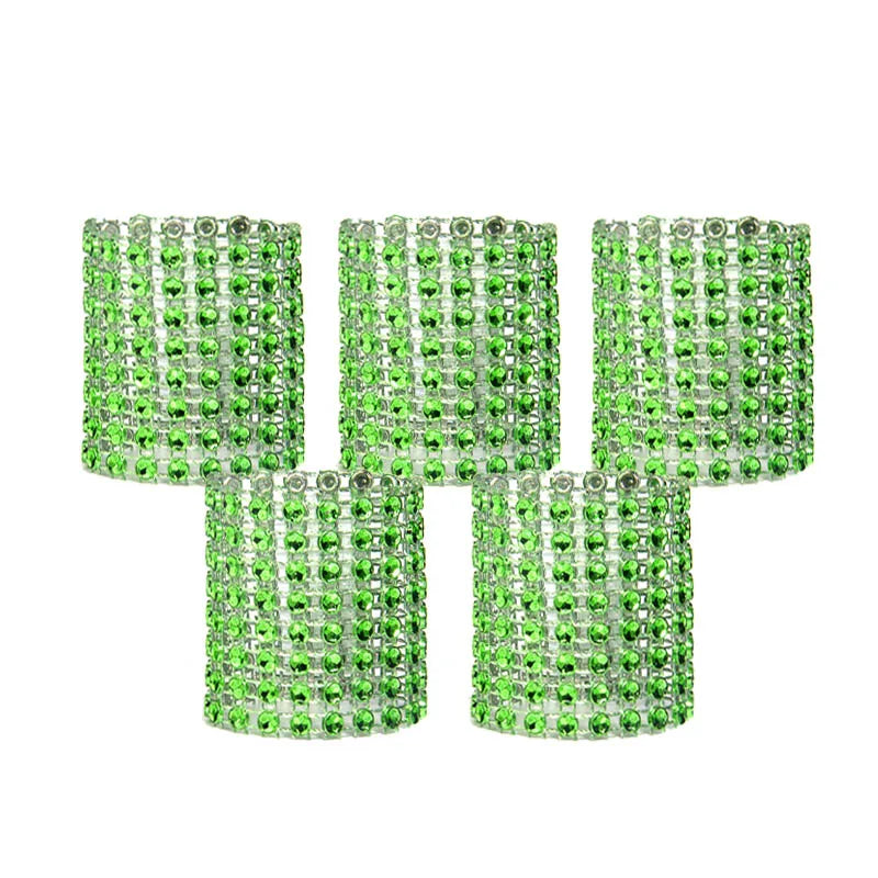 10pcs Rhinestone Bow Napkin Rings Gold Silver Wedding Decor Napkin Rings Babs green