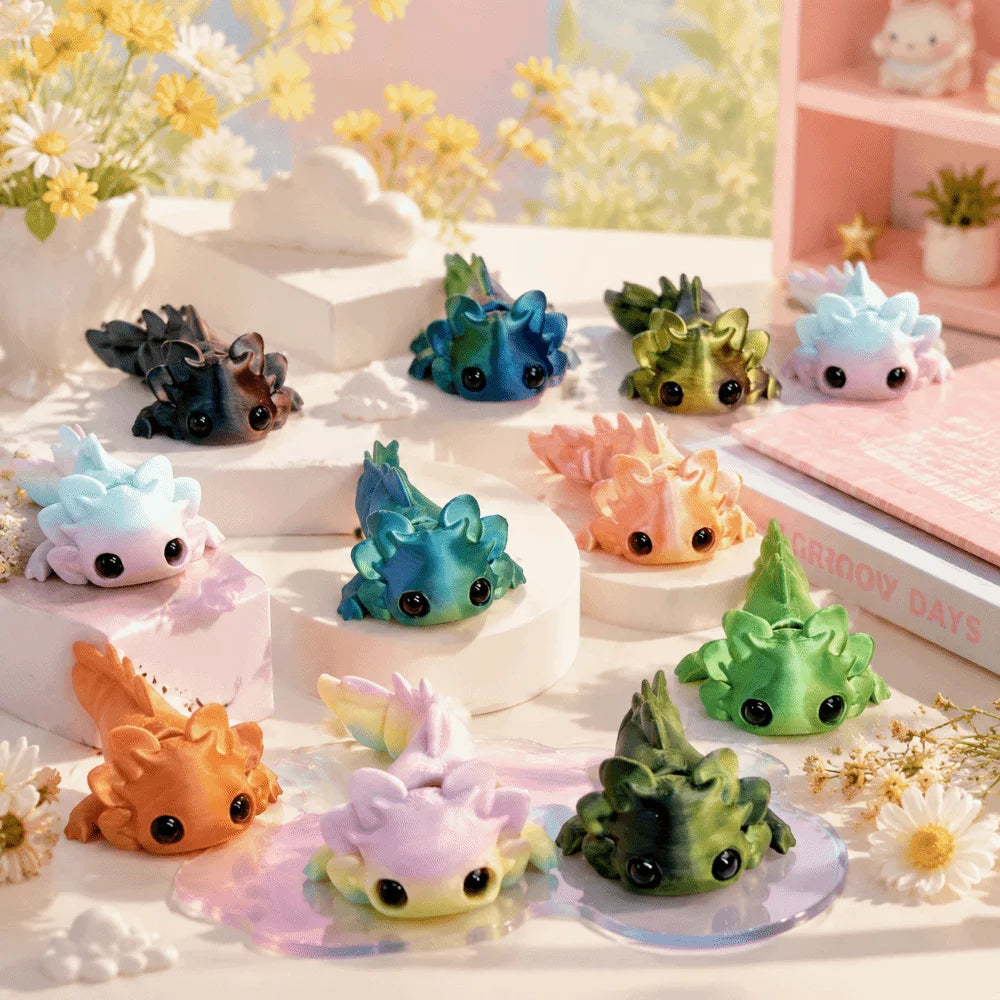8-Pack 3D Printed Salamander Figurines with Flexible Joints Collectible Figurine Set Babs