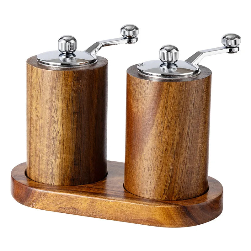 Solid Wood Hand Crank Pepper & Salt Mill | Ceramic Grinder Spice Mill Grinder Babs
