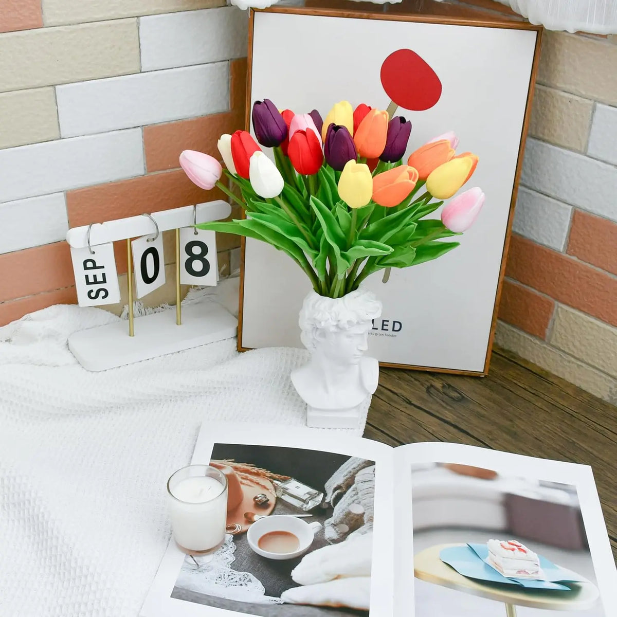 Artificial Tulip Bouquet – Realistic Latex Flowers for Home & Wedding Artificial Flower Bouquet Babs