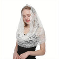 Premium Flower Lace Hijab Scarf Shawl – Tassel Bandana Headwrap Lace Hijab Scarf Babs White