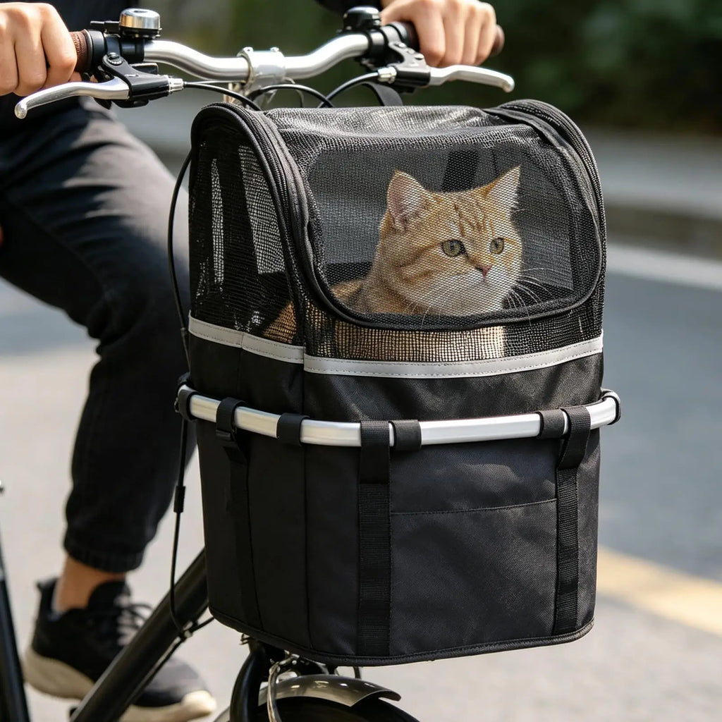 Dog Pet Bike Basket – Full-Zip Breathable Cover & Safe Carrier Pet Bike Basket Babs