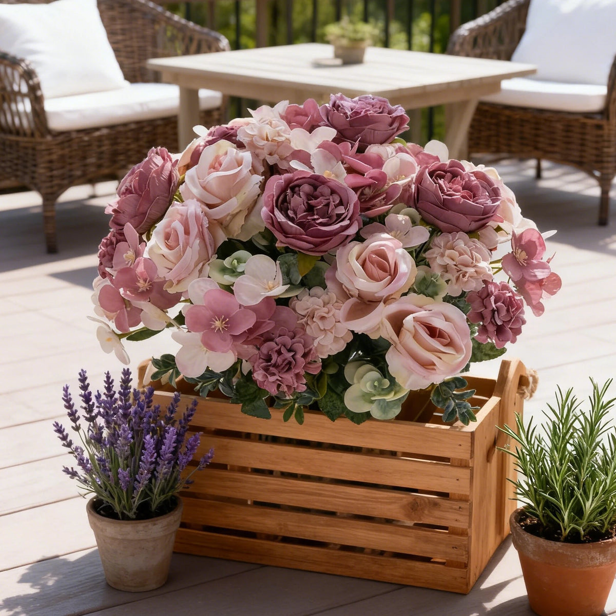 Silk Peony Rose Hydrangea Artificial Flower Bouquet | Home Décor Artificial Flower Bouquet Babs