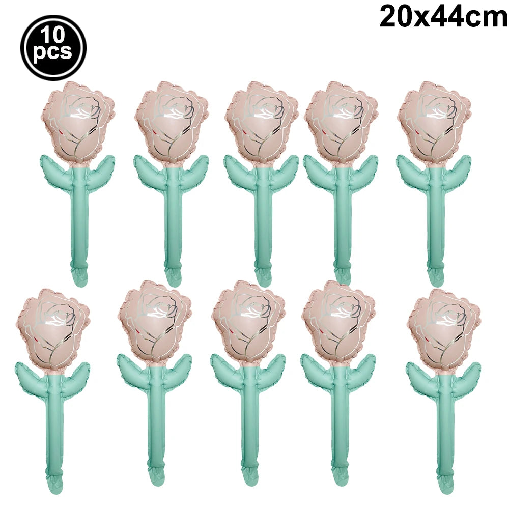 10pcs Mini Rose Flower Balloons – Wedding & Party Décor Foil Party Balloons Babs Emerald As pictures show