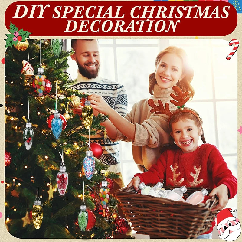 12/24Pcs Fillable Clear Plastic Christmas Bulb Ornaments DIY Fillable Christmas Ornaments Babs