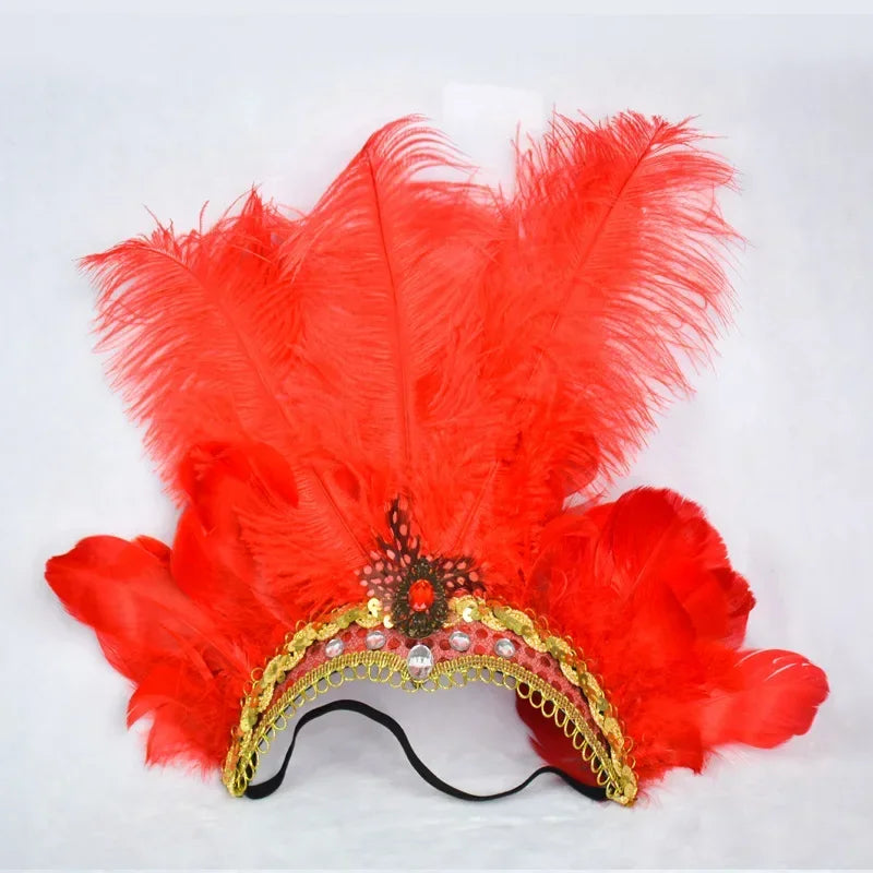 Feather Headband Crown – LED Neon Party, Halloween & Christmas Feather Party Headband Babs red