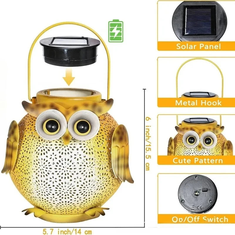 Solar Owl Garden Stake Light – Iron Hollow Projection Lamp Solar Garden Stake Light Babs