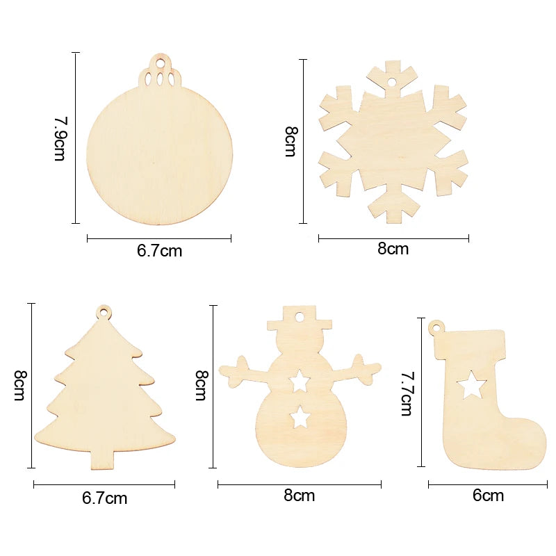 10Pcs Wooden Christmas Bauble Tags – DIY Tree Ornaments Christmas Tree Ornaments Babs
