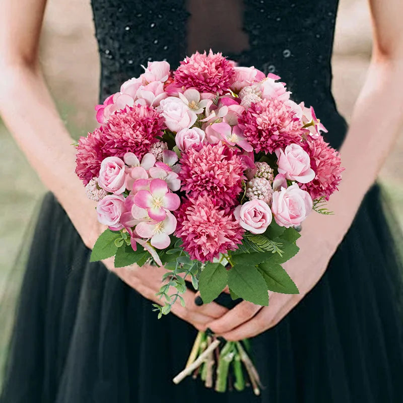 Silk Artificial Chrysanthemum Rose Bouquet – Wedding & Decor Artificial Flower Bouquet Babs
