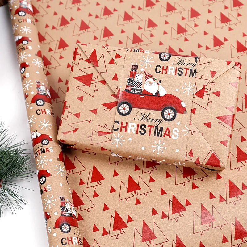 Kraft Vintage Christmas Wrapping Paper Roll – Holiday Gift Wrap Christmas Wrapping Paper Babs