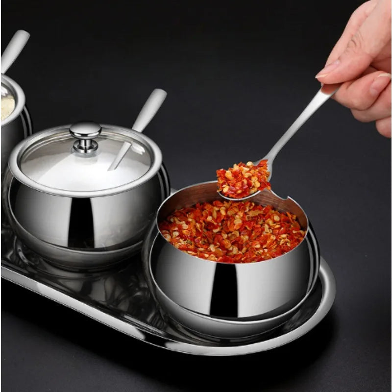 304 Stainless Steel Spice Jar Set | Salt Shaker & Free Spoon Spice Jar Set Babs Stainless Steel