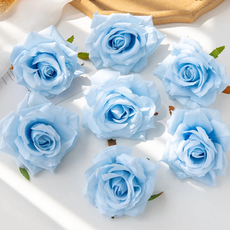Silk Rose Artificial Flowers 5/10pcs – Wedding & Home Décor Artificial Silk Flowers Babs Blue 5 pcs