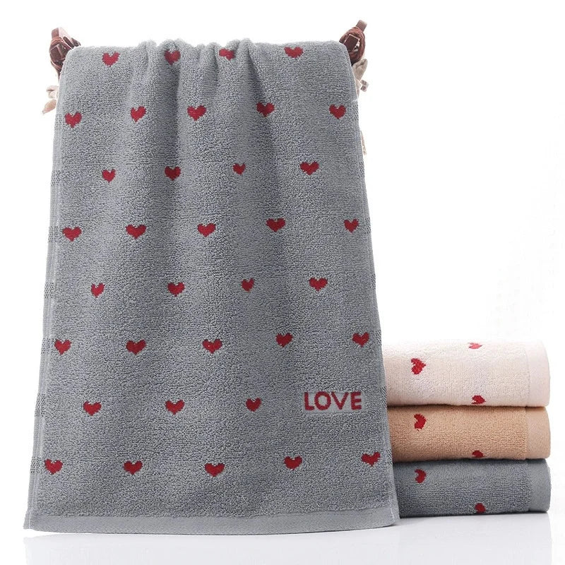 Quick-Dry Cotton Face Towels with Heart Pattern | Babs Cotton Face Towel Babs