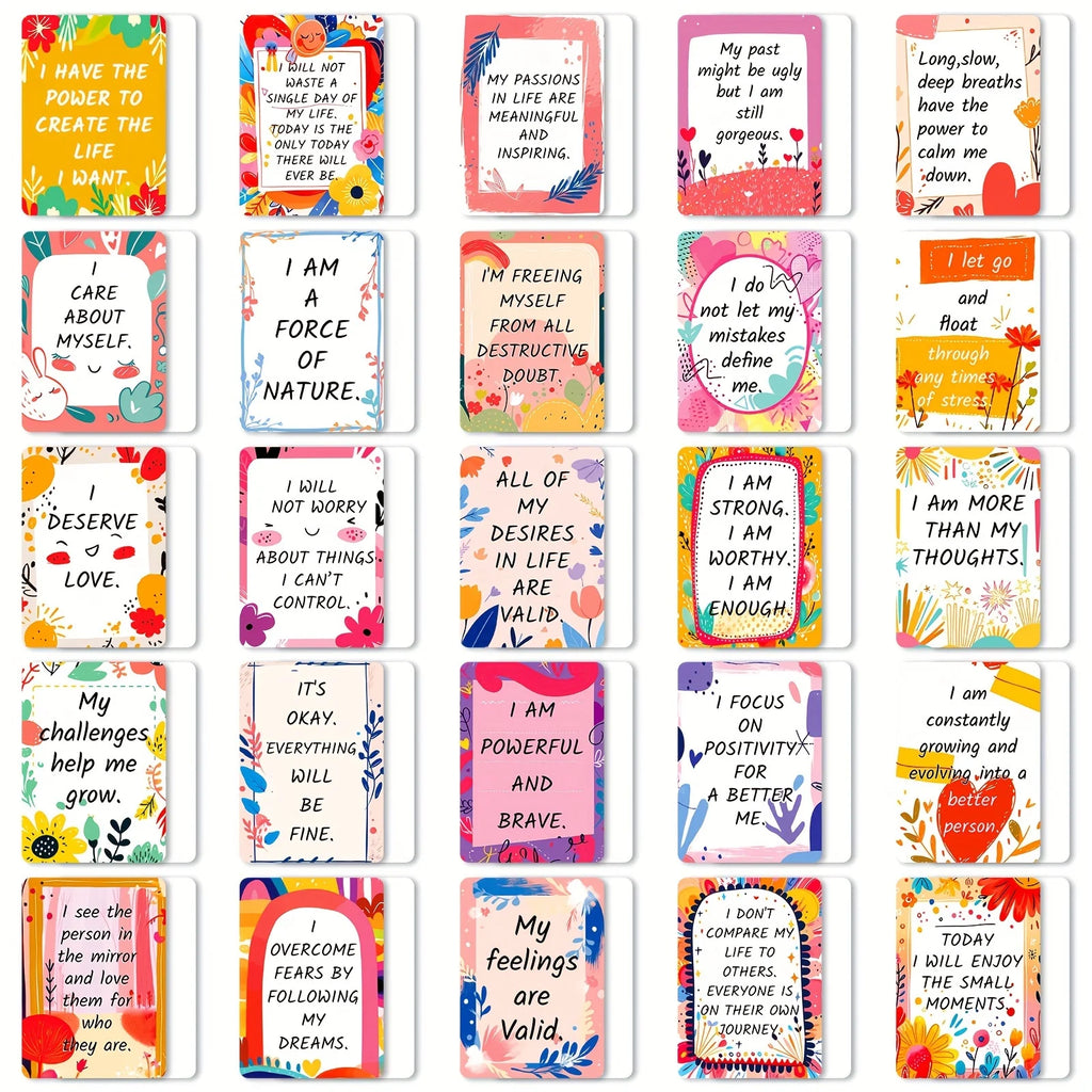 50 Motivational Affirmation Cards – Colorful Inspirational Quotes Affirmation Card Set Babs