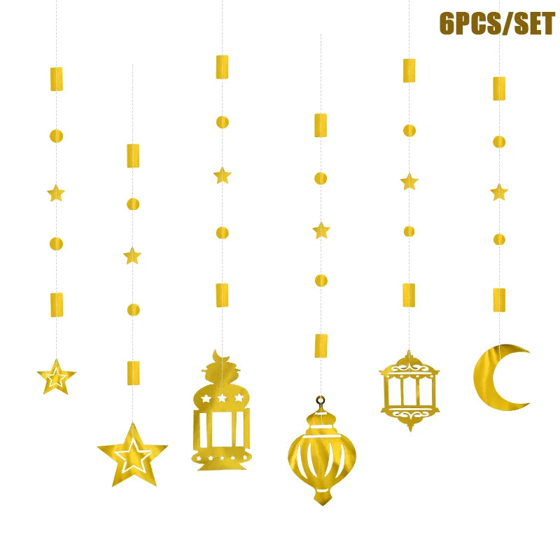 Eid Mubarak Swirl Banner Star Moon Ceiling Hanging Decoration Party Ceiling Decoration Babs