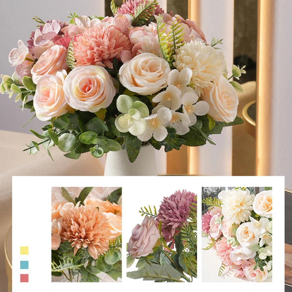 Artificial Rose Bouquet – Silk Fake Flowers for Wedding & Home Artificial Flower Bouquet Babs