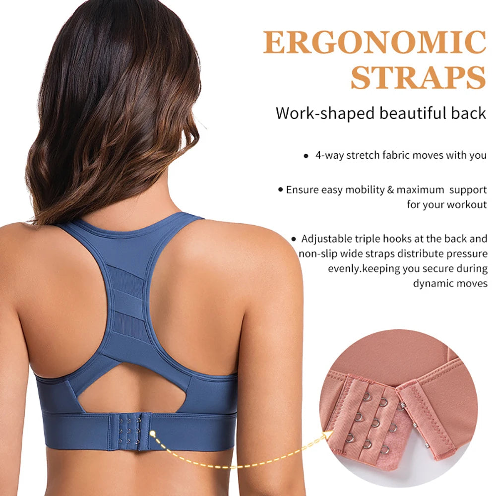 Women's High Impact Sports Bra – Push Up Racerback Yoga Top Sports Bra Babs