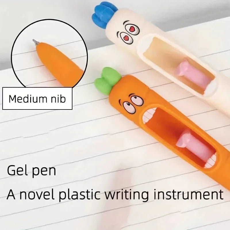 4pcs Radish Shaped Gel Pens – Fun Novelty Stationery Set Novelty Gel Pens Babs