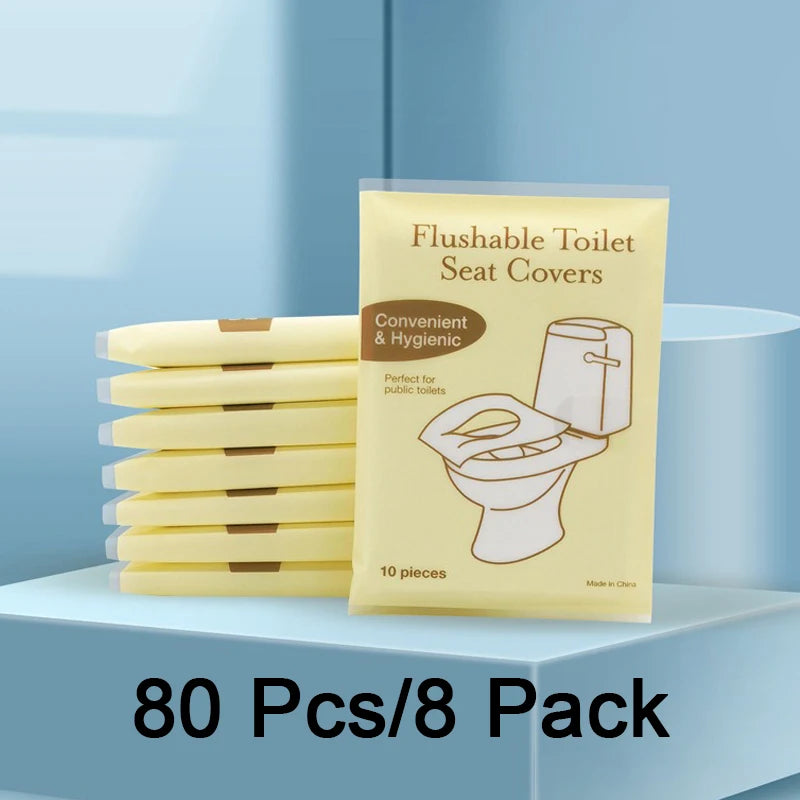 10-Pack Disposable Toilet Seat Covers – Flushable & Travel-Ready Disposable Toilet Cover Babs 80pcs