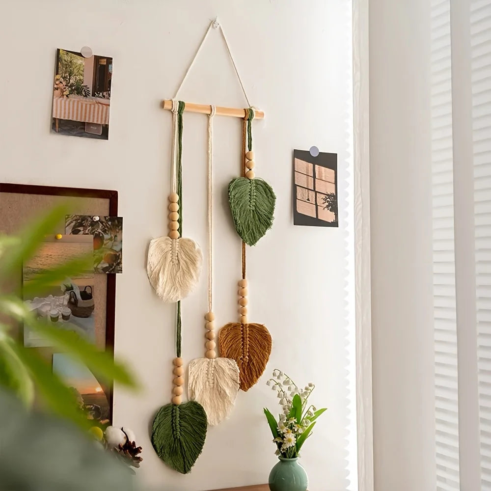 Handmade Macramé Leaf Wall Hanging Tapestry | Boho Decor Macramé Wall Hanging Babs