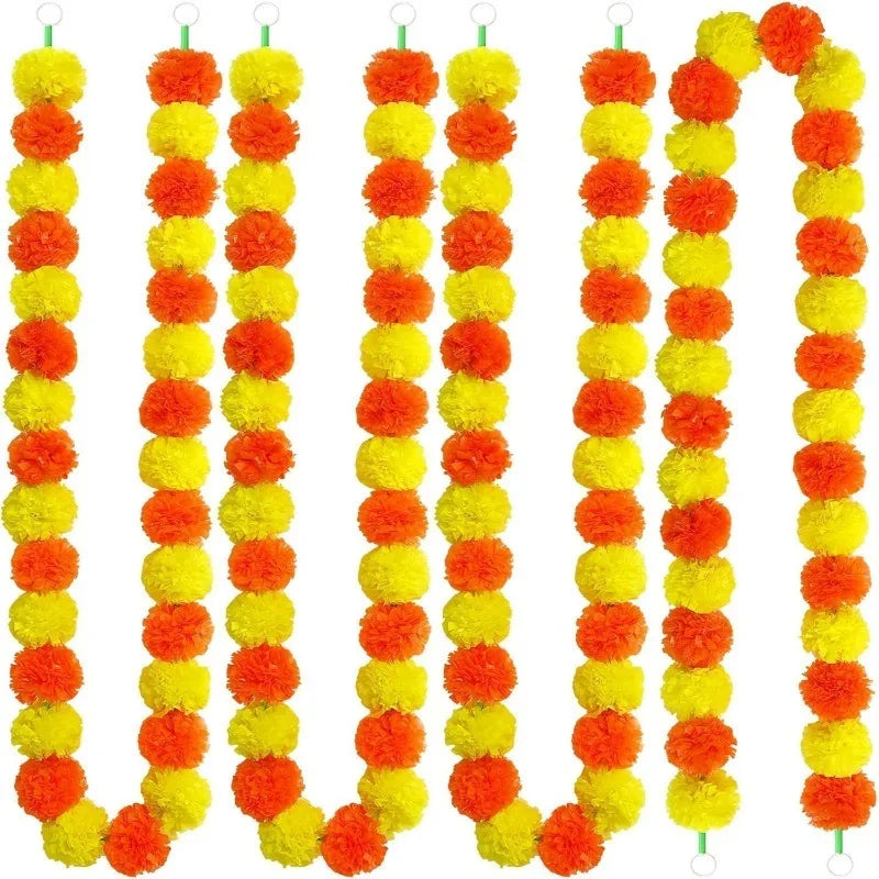 1.5m Artificial Chrysanthemum Garland – Wedding & Home Decor Artificial Flower Garland Babs Deep Orange Yellow 1Pcs
